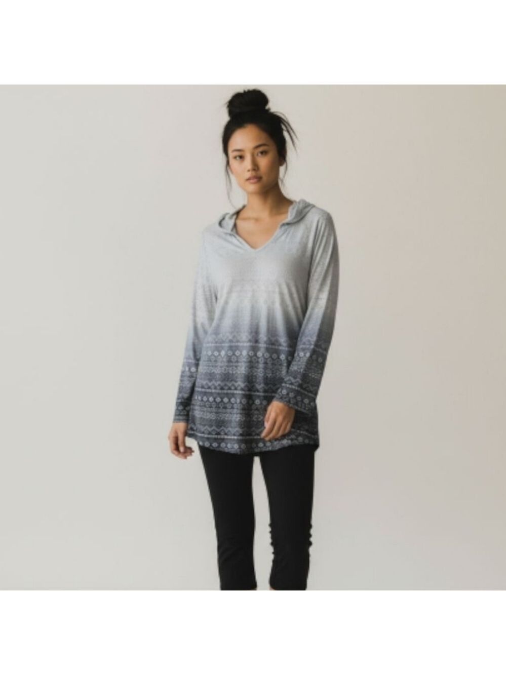 Earth Yoga Organic Cotton Hooded Tunic Top XL